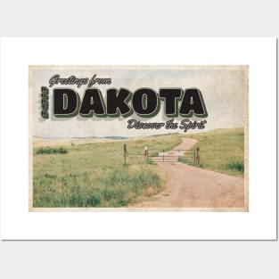 Greetings from North Dakota - Vintage Travel Postcard Design Posters and Art